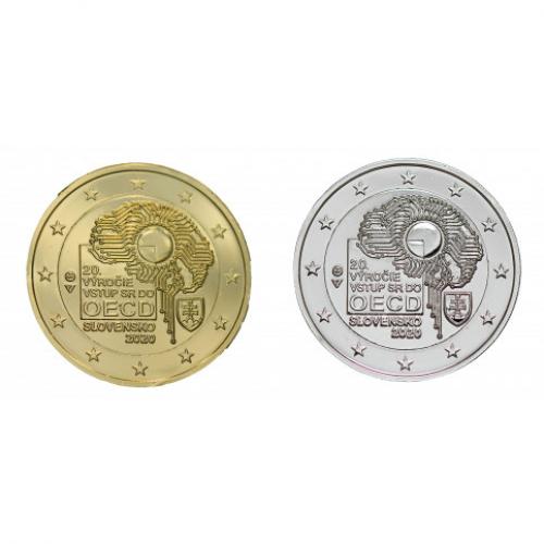 LOT SLOVAQUIE 2020 2€uro commémorative dorée et argentée (Ref25851)