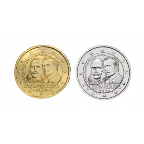 Lot Luxembourg 2020 Prince Henri - 2 euros commémoratives dorée et argentée (Ref46256)