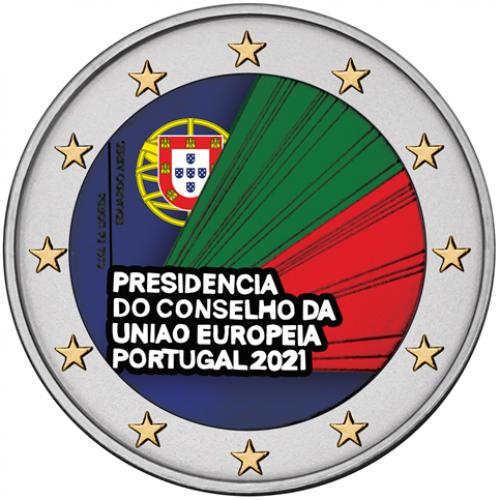 Portugal 2021 - 2 euros commémorative en couleur - Présidence (ref30314)