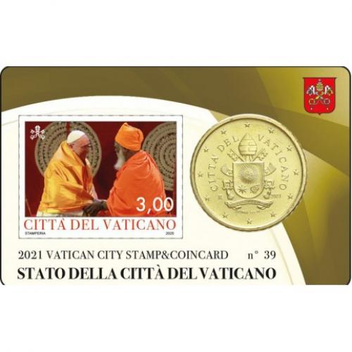 Vatican 2021 - Coincard 50 cts Pape François   timbre (ref47130)