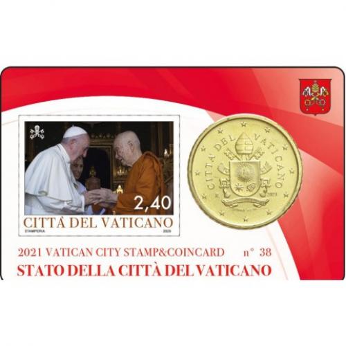 Vatican 2021 - Coincard 50 cts Pape François   timbre (ref47123)