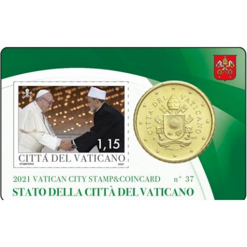 Vatican 2021 - Coincard 50 cts Pape François   timbre (ref47116)