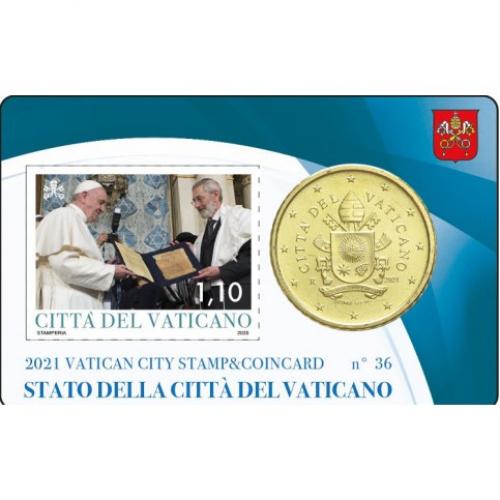 Vatican 2021 - Coincard 50 cts Pape François timbre (ref47109)