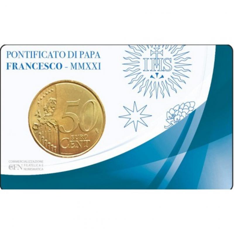 Vatican 2021 - Coincard 50 cts Pape François timbre (ref47109)