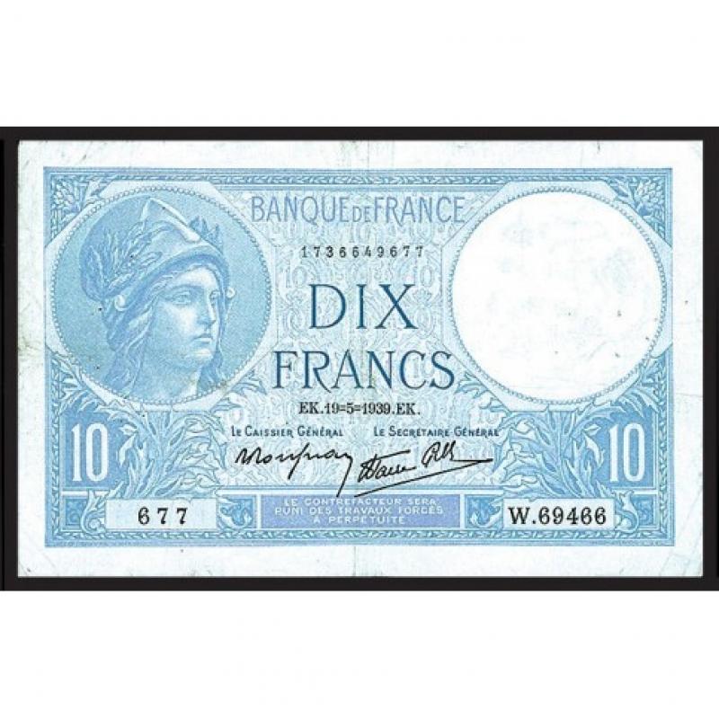 10 Francs - Minerve et Paysanne - Caissier Général - Belle qualité (ref639122)