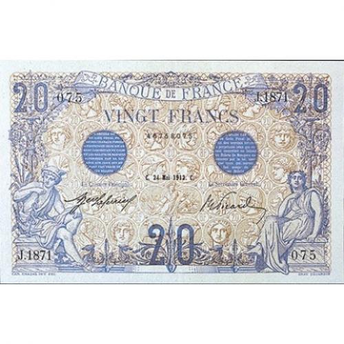 20 Francs - Bleu Personnages Mythologiques - Bleu- 1906-1913 - Belle qualité (Ref639289)