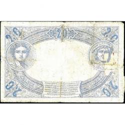 20 Francs - Bleu Personnages Mythologiques - Bleu- 1906-1913 - Belle qualité (Ref639289)