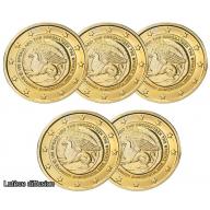 LOT DE 5 2€uro commémorative Grèce 2020 dorée à l'or fin 24 carats (Ref25763)