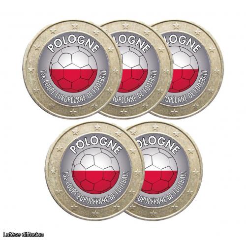 Lot de 5 pièces 1 euro Football Pologne (ref45291)